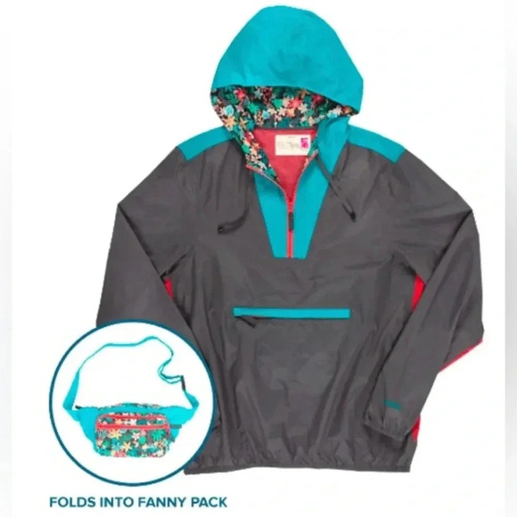 Chubbies, Men's March of the Toucans Packable Windbreaker Dark Gray Size Large - Picture 2 of 7